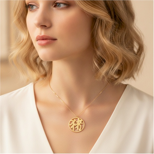 (image for) Chinese Calendar Gold Pendant - Pig