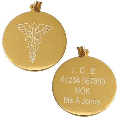 Medical Alert 9 Ct Gold Style-A - 22mm (image for) Medical Alert 9 Ct Gold Style-A - 22mm