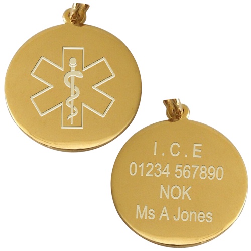 Medical Alert 9 Ct Gold Style-B - 22mm (image for) Medical Alert 9 Ct Gold Style-B - 22mm