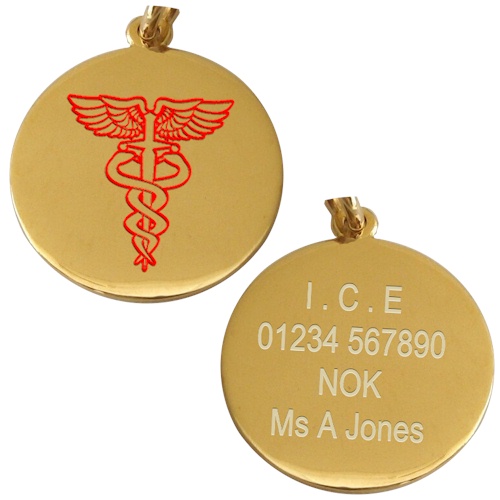 Medical Alert 9 Ct Gold Style-C - 20mm (image for) Medical Alert 9 Ct Gold Style-C - 20mm