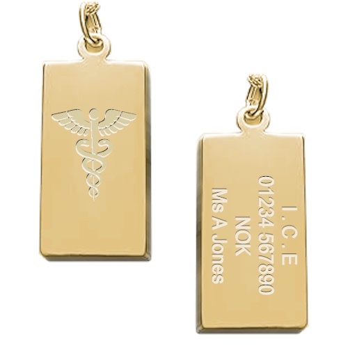 Medical Alert 9 Ct Gold Style-D - 25 x 12mm (image for) Medical Alert 9 Ct Gold Style-D - 25 x 12mm