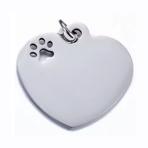 (image for) Polished Steel Heart with Pawprint