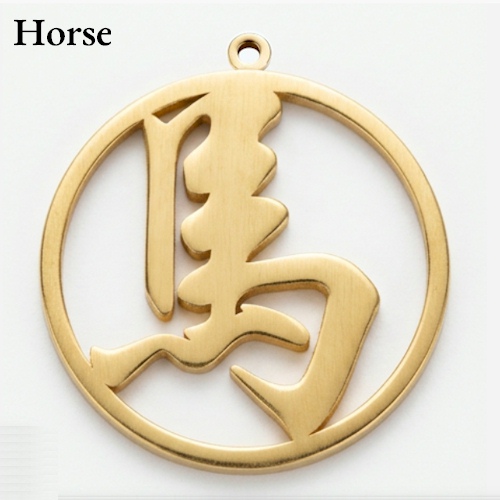 (image for) Chinese Calendar Gold Pendant - Horse