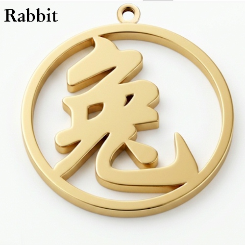 (image for) Chinese Calendar Gold Pendant - Rabbit
