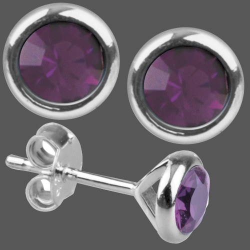 (image for) Silver Birthstone Earrings - February