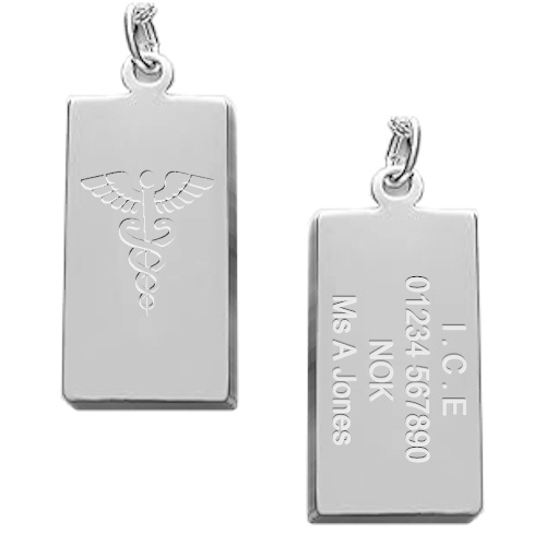 Medical Alert Silver Style-D - 25 x 12mm (image for) Medical Alert Silver Style-D - 25 x 12mm